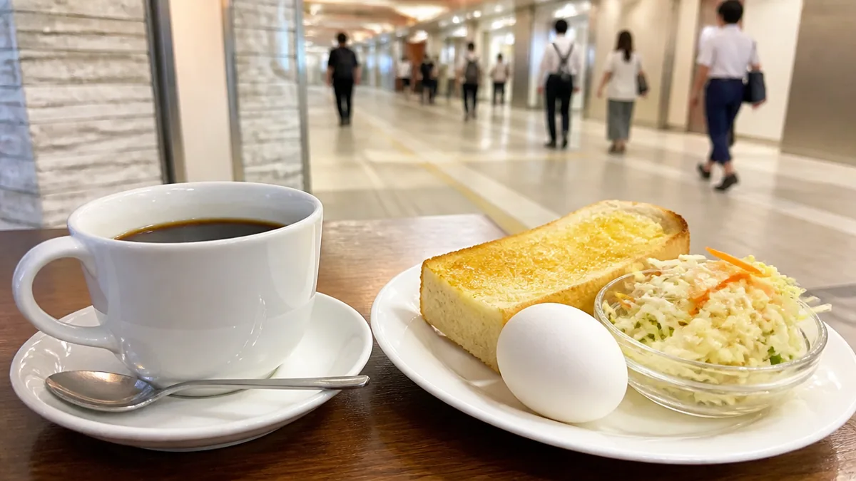 エスカ地下街で朝7時から食べられるモーニングの解説画像