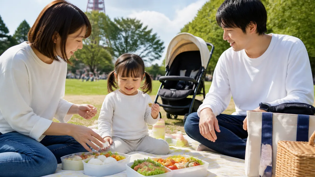 子連れピクニックの持ち物と園内のベビー設備の解説画像