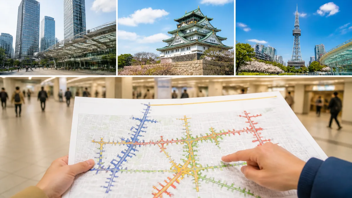 名古屋の地下街つながり方を全体図でつかむ|まず押さえる3ブロックの解説画像