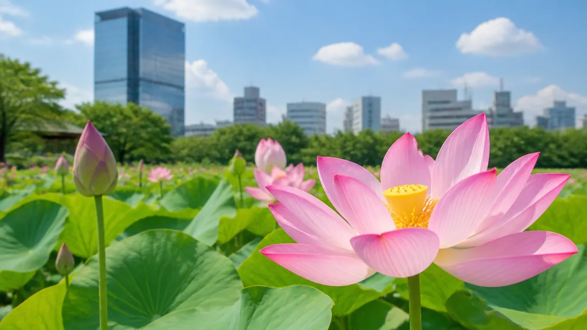 6月中旬から咲く大賀ハスは2000年の眠りから目覚めた古代植物の解説画像