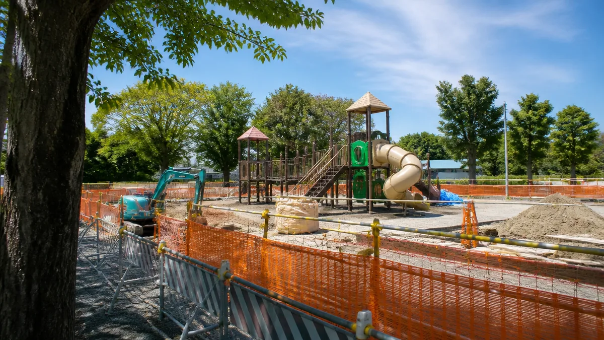 落合公園の遊具広場は今どうなっている?2026年7月に始まった再整備工事の全体像の解説画像